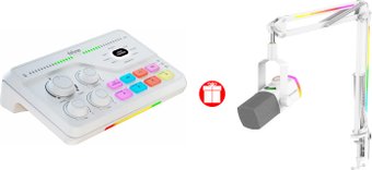 Студийный комплект FIFINE SC8 (белый) + микрофон FIFINE AM8PROTW (белый) по акции