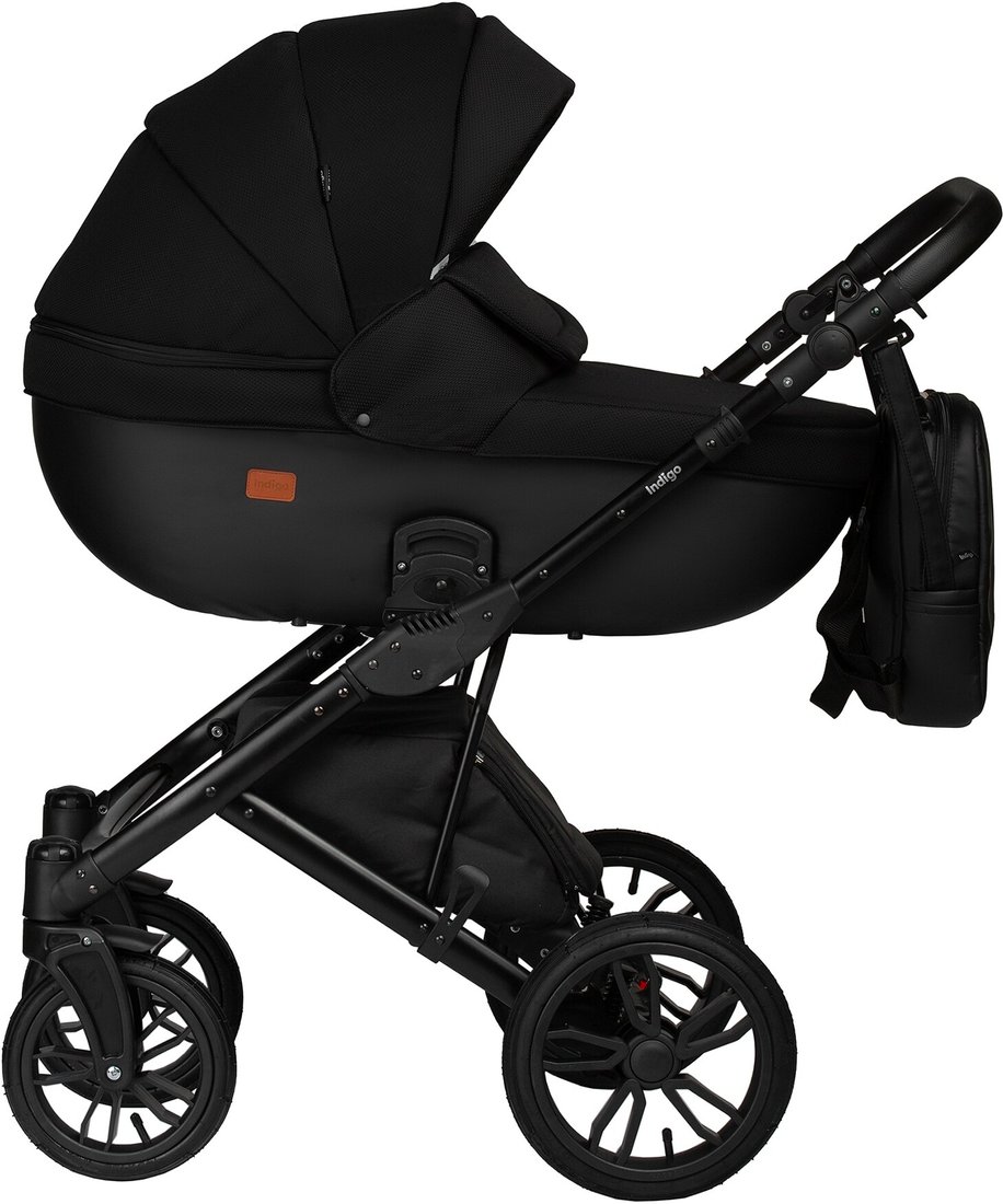 

Универсальная коляска Indigo Mio S (2 в 1, 02/черная кожа+черный)