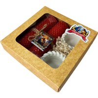 Подарочный набор Вендитио Ozarich Крафт Рождественский с 2-мя свечами и подсвечниками (красный)