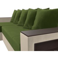 Угловой диван Лига диванов Дубай лайт левый (микровельвет зеленый/бежевый)
