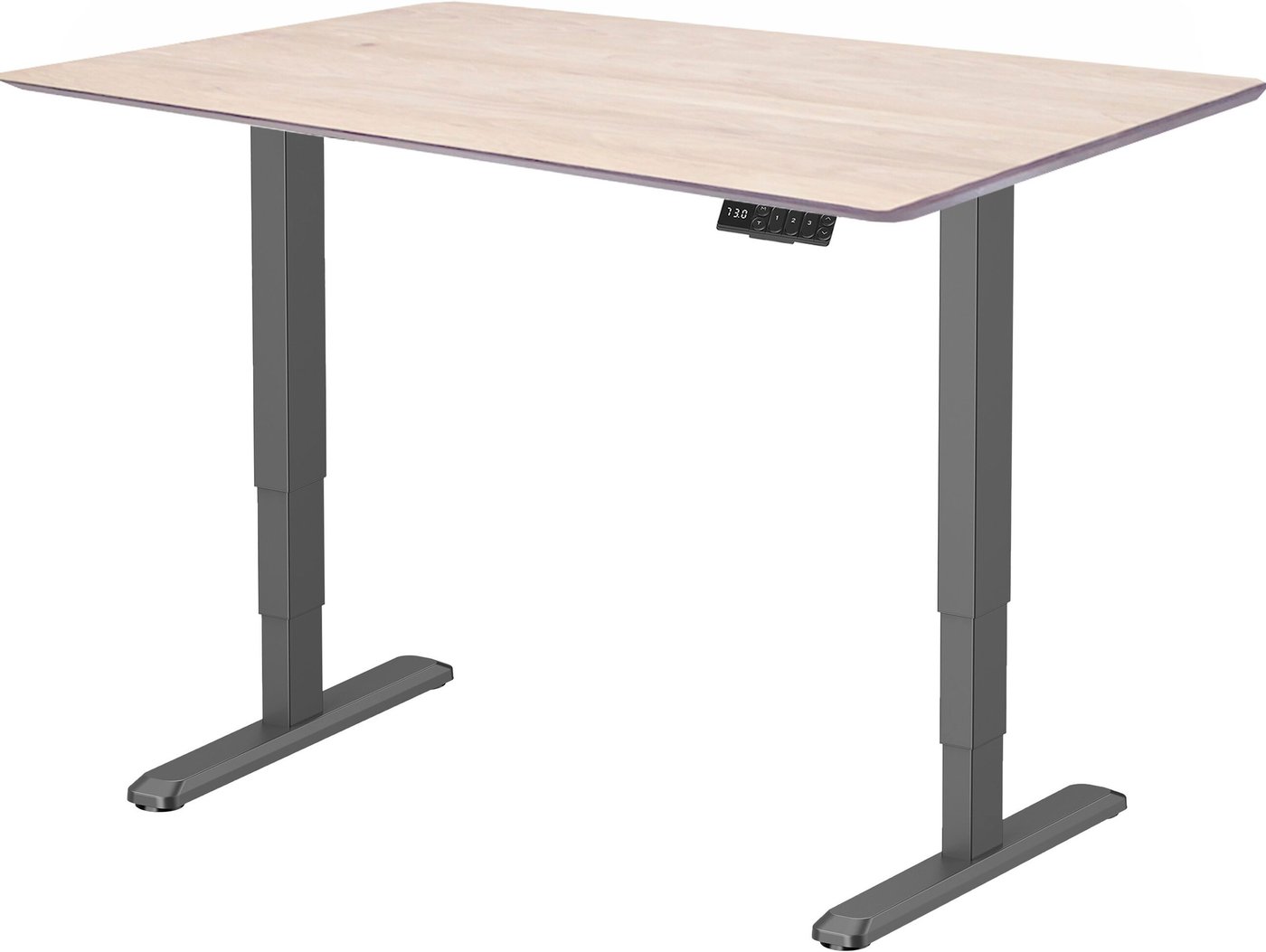 Стол с регулировкой высоты ErgoSmart Wooden Unique Ergo Desk 1300х750х27 мм (скошенный край, дуб беленый/черный)