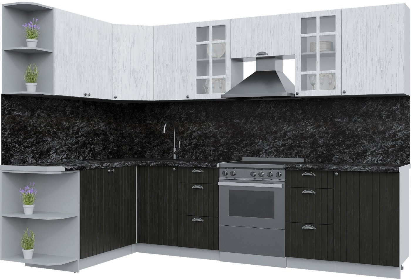 

Готовая кухня Интерлиния Берес 1.7x2.9 левая (дуб английский/дуб полярный/кастилло темный)