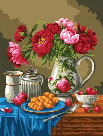 Картина по номерам Три совы Пионы КХ4050_53935