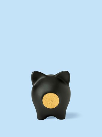 PIG BANK свинка-копилка M (черный с золотым пятачком)