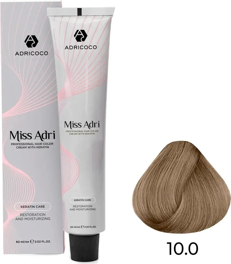 

Крем-краска Adricoco Miss Adri 10.0 (100мл, платиновый блонд)