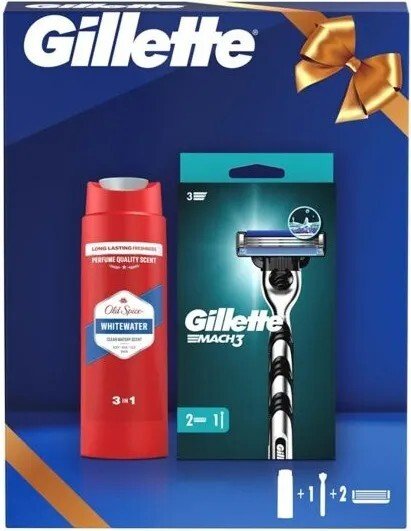 

Подарочный набор Gillette Mach3 бритва + Old Spice шампунь + гель д/душа Whitewater (со сменной кассетой)