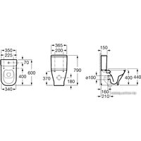 Унитаз напольный Roca The Gap CleanRim (34273700H + 341730000 + 801732004) с пневмокр.