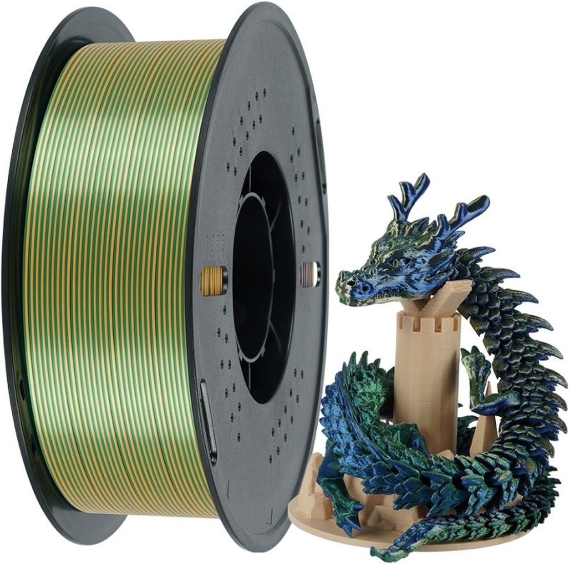 Филамент Kingroon PLA Tri Color Silk 1.75мм NSC028 (1кг, Blue-Green-Orange)