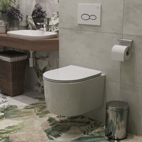 Унитаз подвесной Roxen Simple Compact в комплекте с инсталляцией StounFix Dual Fresh 6 в 1 966428 (кнопка: серый бетон)