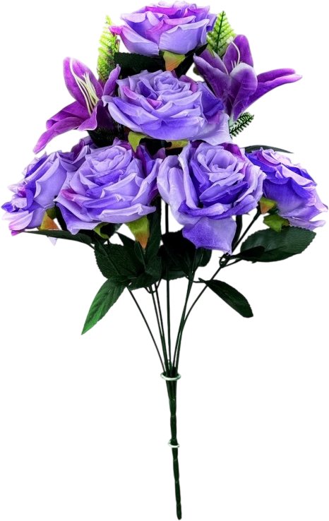 

Искусственный букет KlrBy Роза и лилия с добавками СН36лаванда