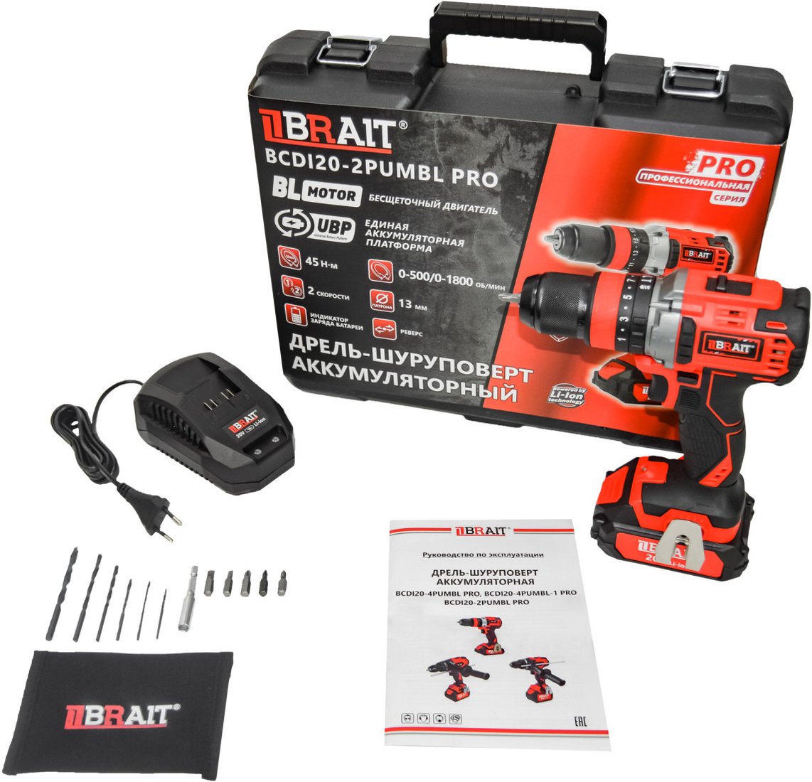 

Ударная дрель-шуруповерт Brait BCDI20-2PUMBL PRO (с 1-м АКБ, кейс)