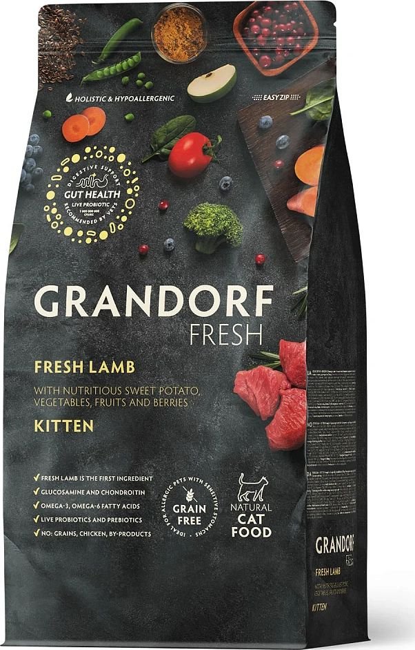 

Сухой корм для кошек Grandorf Fresh Kitten (Ягненок и батат) 2 кг