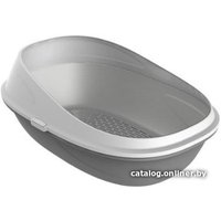 Туалет-лоток Kiri-Kiri с сеткой и бортиком (темно-серый/белый)