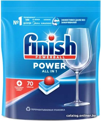 Таблетки для посудомоечной машины Finish All in One Бесфосфатные эффективное очищение и блеск (70 шт)