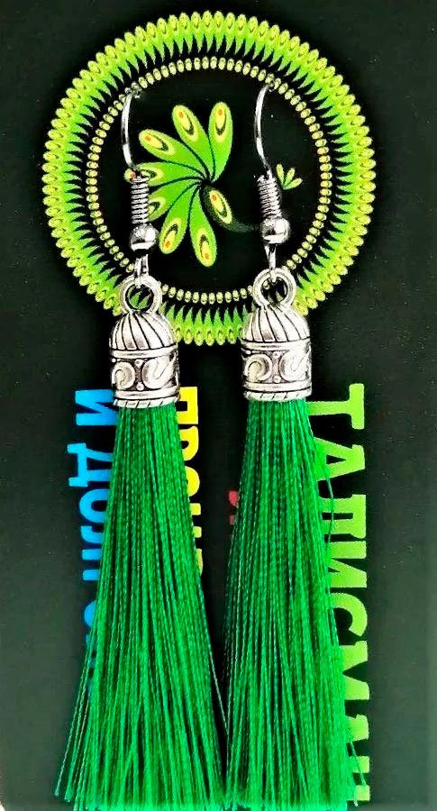 

Серьги Handmade ИП Егорова Ярко-Зеленые 5 см