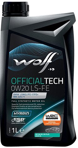 

Моторное масло Wolf OfficialTech 0W-20 LS-FE 1л