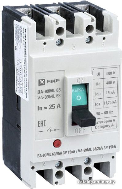 Выключатель автоматический EKF Basic ВА-99МL 6325А 3P 15кА mccb99-63-25mi