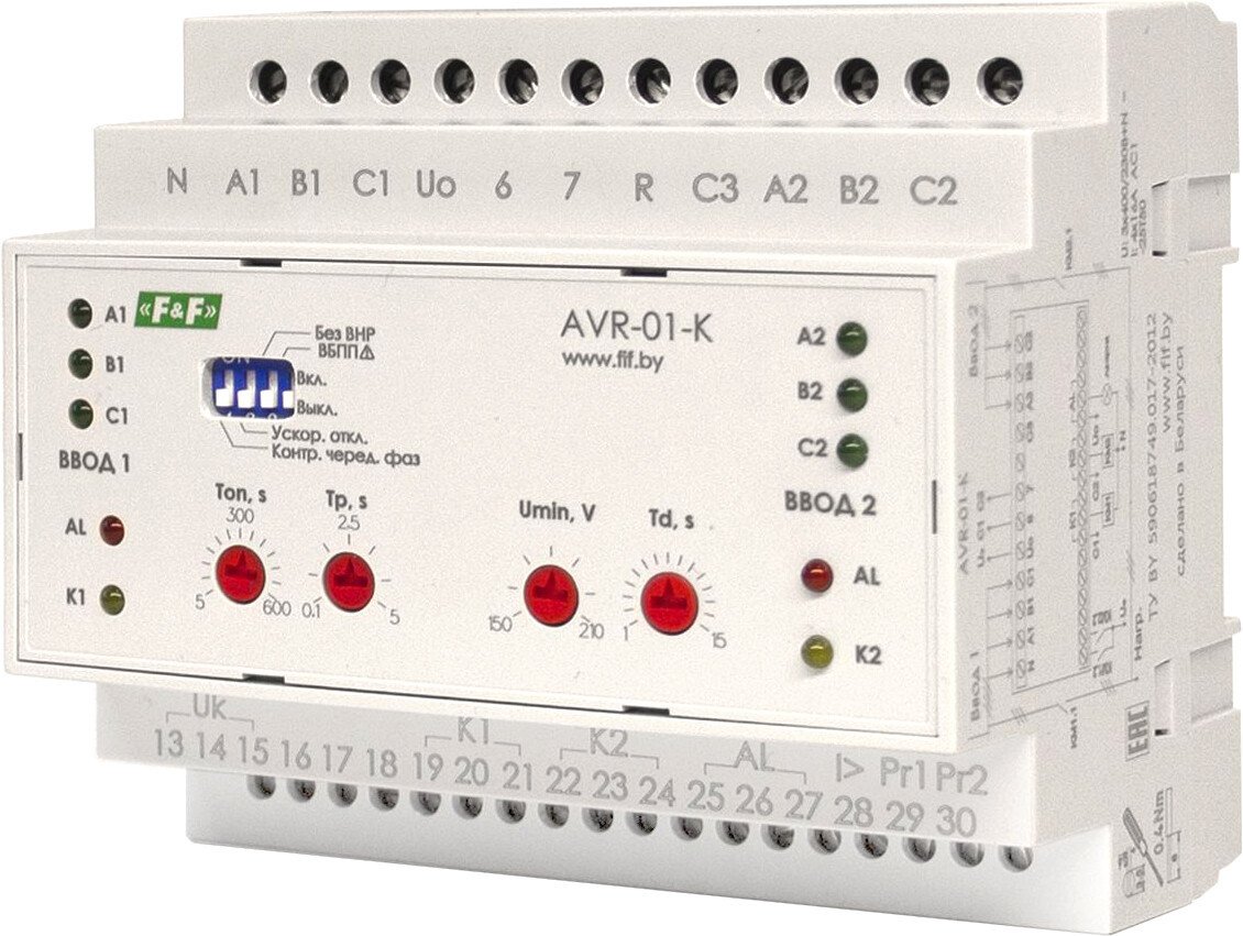 

Реле контроля фаз Евроавтоматика F&F AVR-01-K EA04.006.001