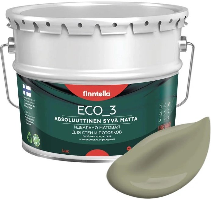 

Краска Finntella Eco 3 Wash and Clean Khaki F-08-1-3-LG79 9 л (серо-зеленый)