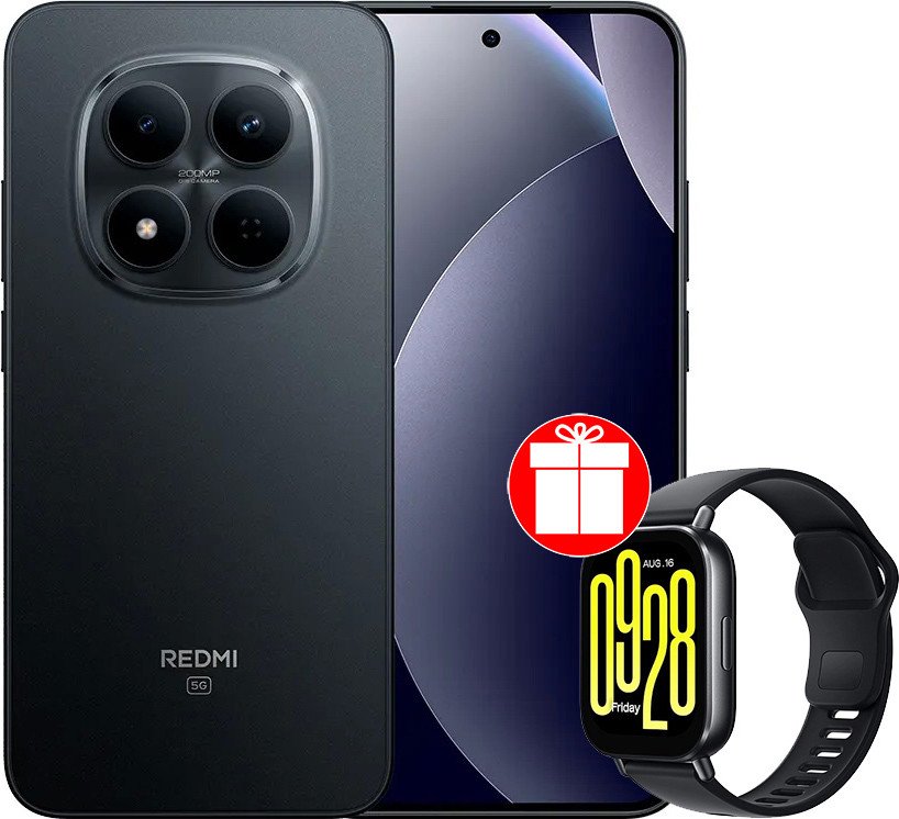 Телефон Xiaomi Redmi Note 15 Pro 5G 8GB/256GB международная версия (черный) + умные часы Xiaomi Redmi Watch 5 Active (черный) по акции