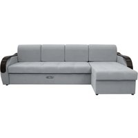 Угловой диван Сириус Лидер-6 с оттоманкой ППУ 300x165 (Eva 09 велюр светло-серый)