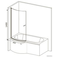 Стеклянная шторка для ванны Roxen Veria 52050-90 90х140 в Бресте