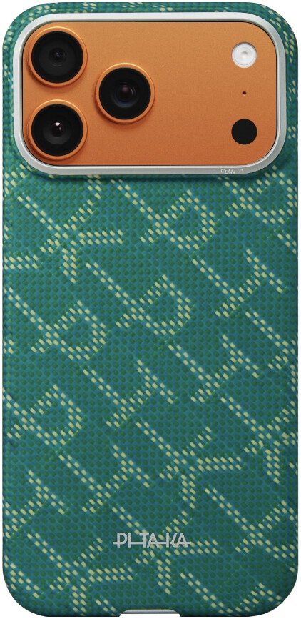 

Чехол для телефона Pitaka PTK Leaping для iPhone 17 Pro (Gold Green PitaTap)