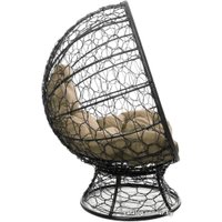 Кресло M-Group Кокос на подставке 11590401 (черный ротанг/бежевая подушка)