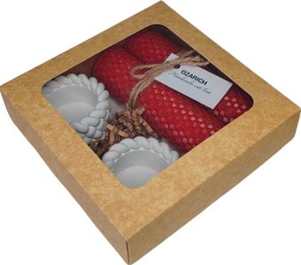 Подарочный набор Вендитио Ozarich Сувенирный с 2-мя свечами и подсвечниками Г9 (красный)