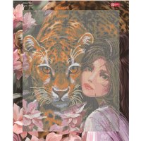 Алмазная мозаика  Феникс+ Девушка и леопард 70861