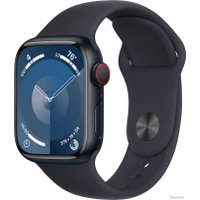 Умные часы Apple Watch Series 9 LTE 41 мм (алюминиевый корпус, полуночный/полуночный, спортивный силиконовый ремешок S/M)