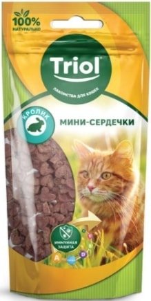 

Лакомство для кошек Triol Мини-сердечки из кролика для кошек (40 г)