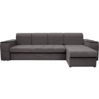 Угловой диван Сириус Лидер-13 с оттоманкой НПБ 330x165 (Eva 24 велюр темно-серый)