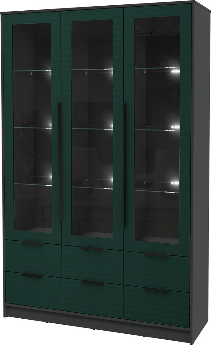 

Шкаф-витрина Интерлиния Концепт Зодиак КТ-ШВ3 с подсветкой (антрацит/изумруд)