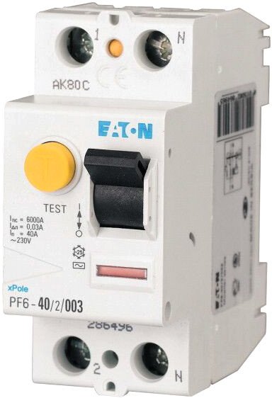 

Устройство защитного отключения Eaton PF6 2P 40A 300мА 2М 286498