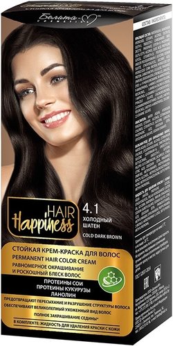 Крем-краска для волос Белита-М Hair Happiness Стойкая 4.1 холодный шатен