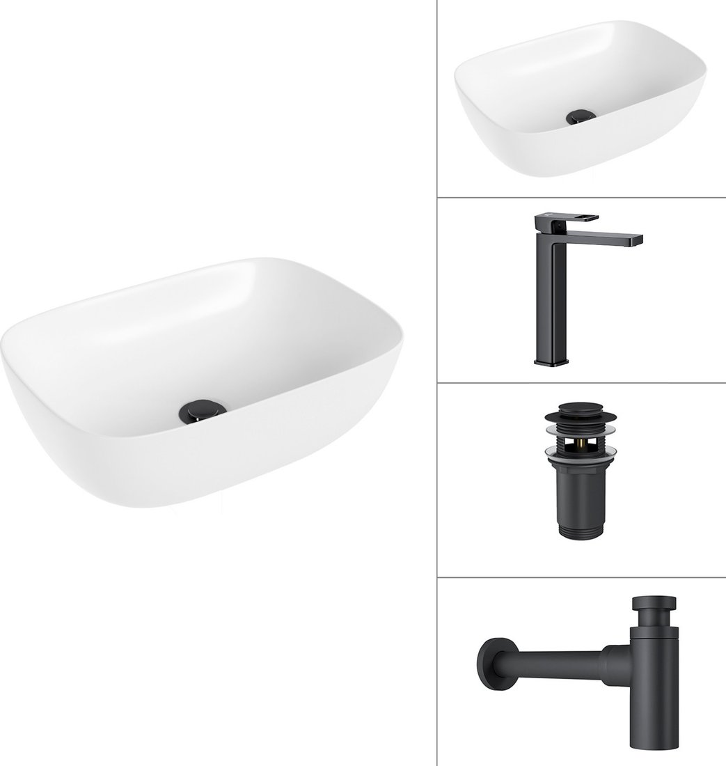 

Умывальник Lauter 21493A + Cascade 21СК0655BS + сифон 21635B + дон.клапан 21190B (черный матовый)