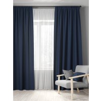 Комплект штор Loon Линен 1.5x2.7 м (темно-синий, 2 шт)