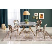 Кухонный стол Halmar Bonello 120x120 (мрамор/золотой)