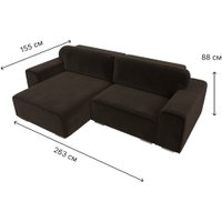 Угловой диван Лига диванов Лига-029 левый 121919L (микровельвет коричневый)