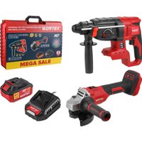  Wortex 1329852 (перфоратор, болгарка, 1 АКБ, кейс)