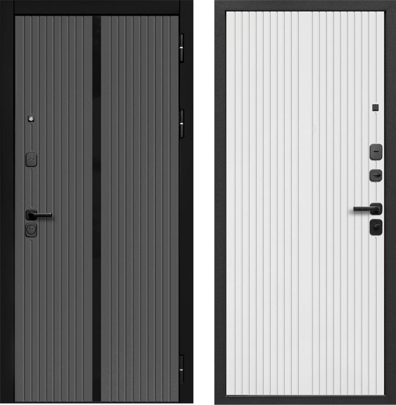 

Металлическая дверь Guard 86x205 правая (графит лакобель/белый матовый)