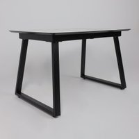 Кухонный стол Lepremo AV 1208 HPL+МДФ раздвижной 1200-1600x800 (виктори натуральный/черный)