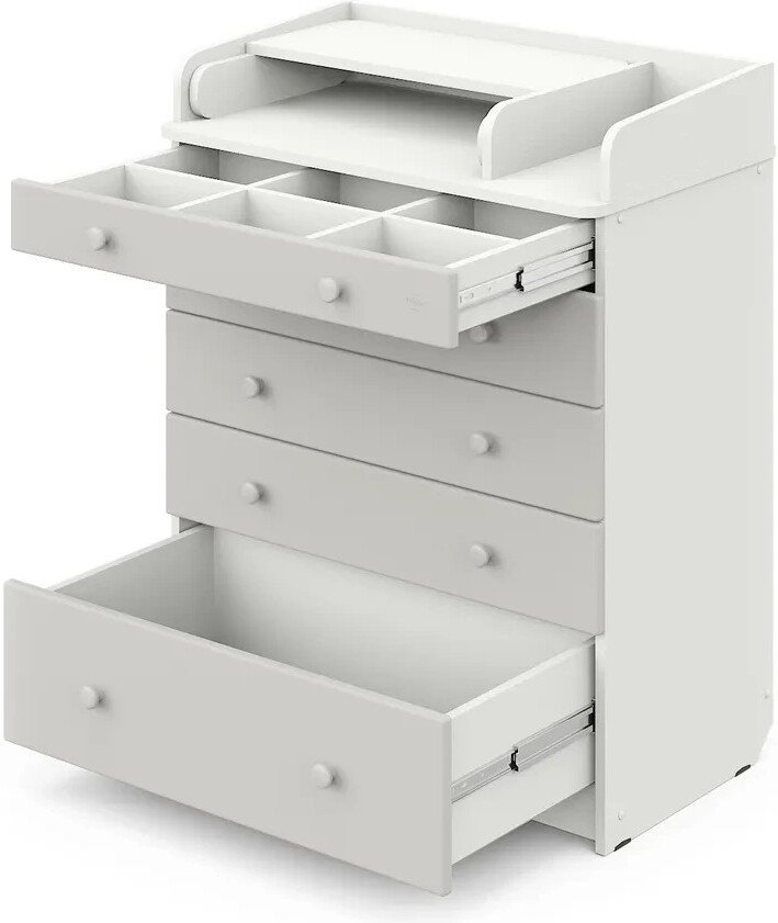 

Детский комод Атон Мебель Maks ЛДСП 800/5 с органайзером (белый премиум/серый шелк)