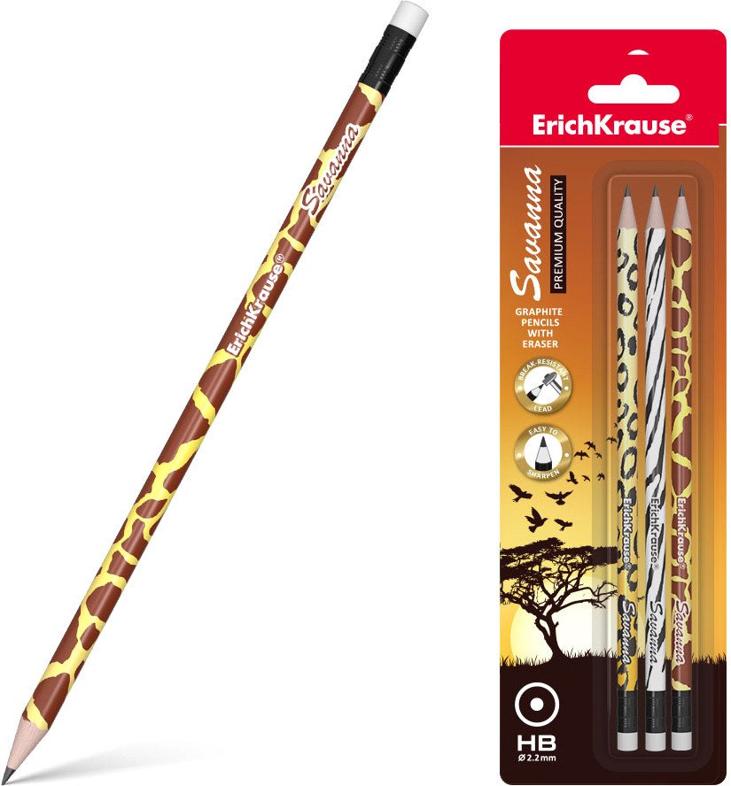 

Простой карандаш Erich Krause Savanna HB 45621 (3 шт)