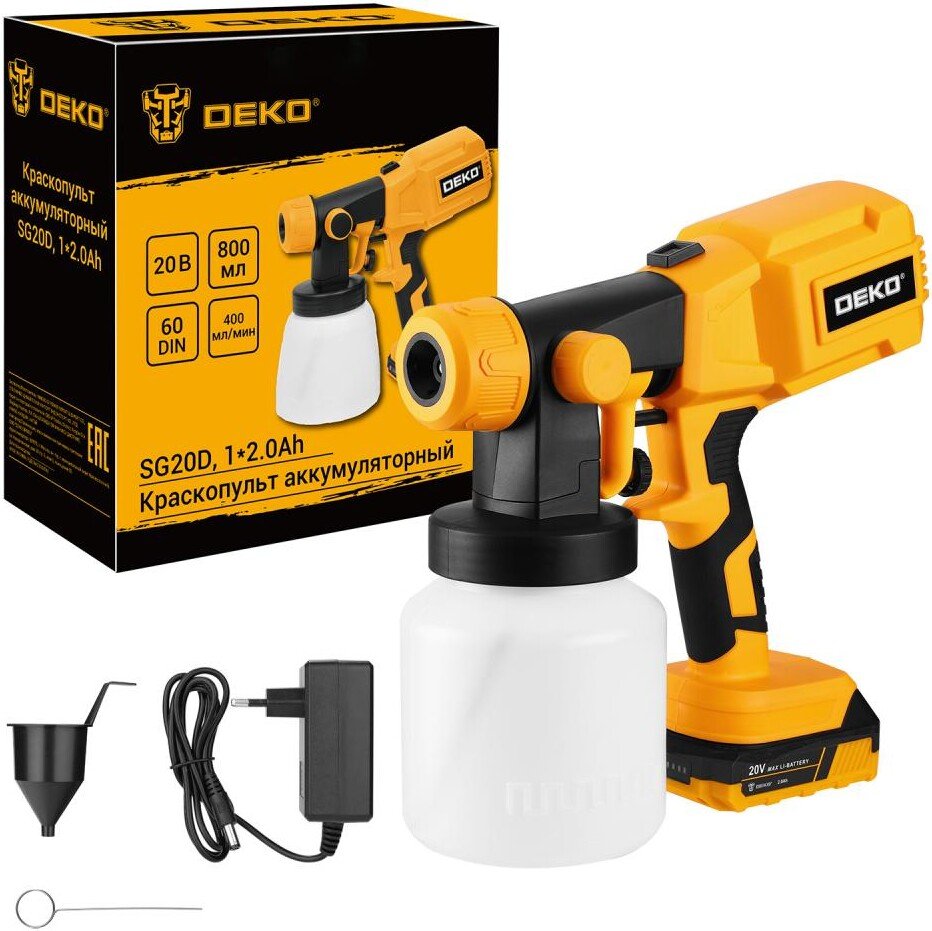 

Краскораспылитель Deko SG20D 081-1072 (с 1-им АКБ)