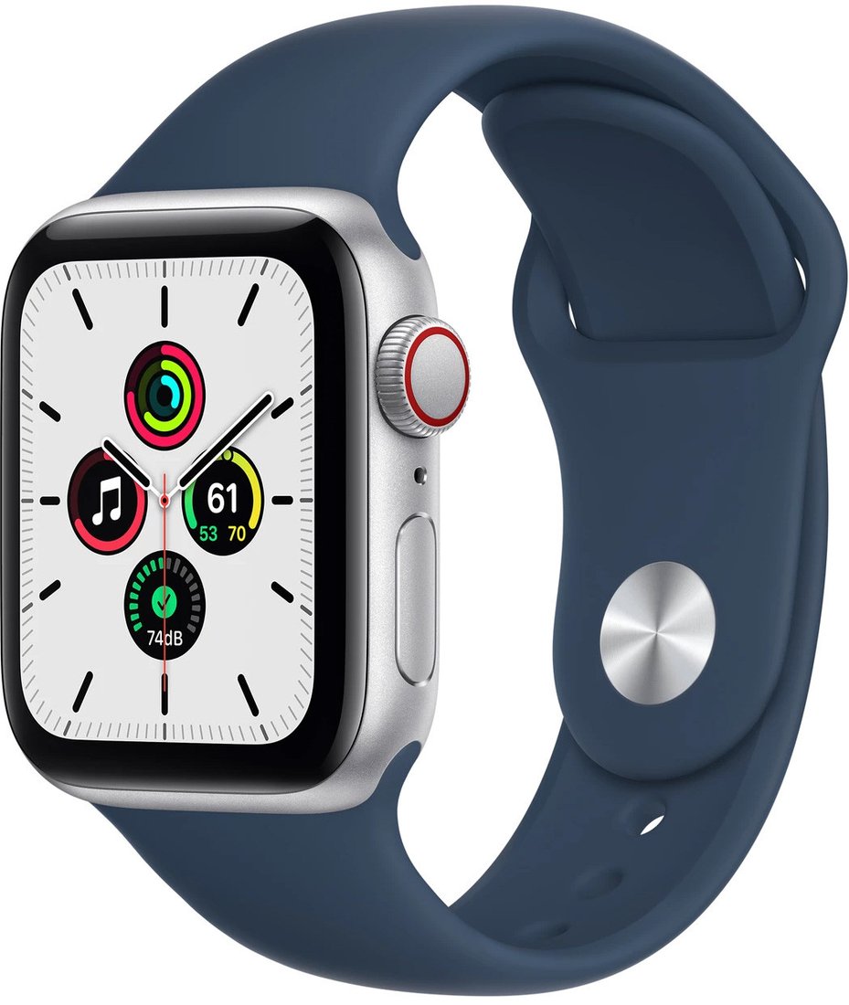 

Умные часы Apple Watch SE LTE 40 мм (алюминий серебристый/синий омут спортивный)