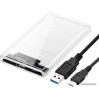 Бокс для накопителей 2.5" USBTOP SATA – USB-C – USB3.0 (пластик, прозрачный)