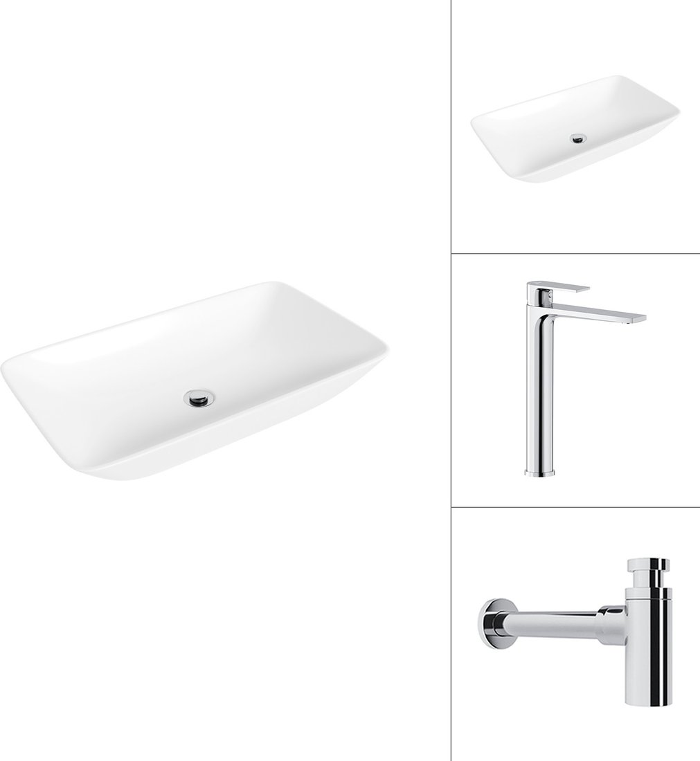 Умывальник Lauter 21886 + Reef 21CK8678C с сифоном 21635CH (хром)