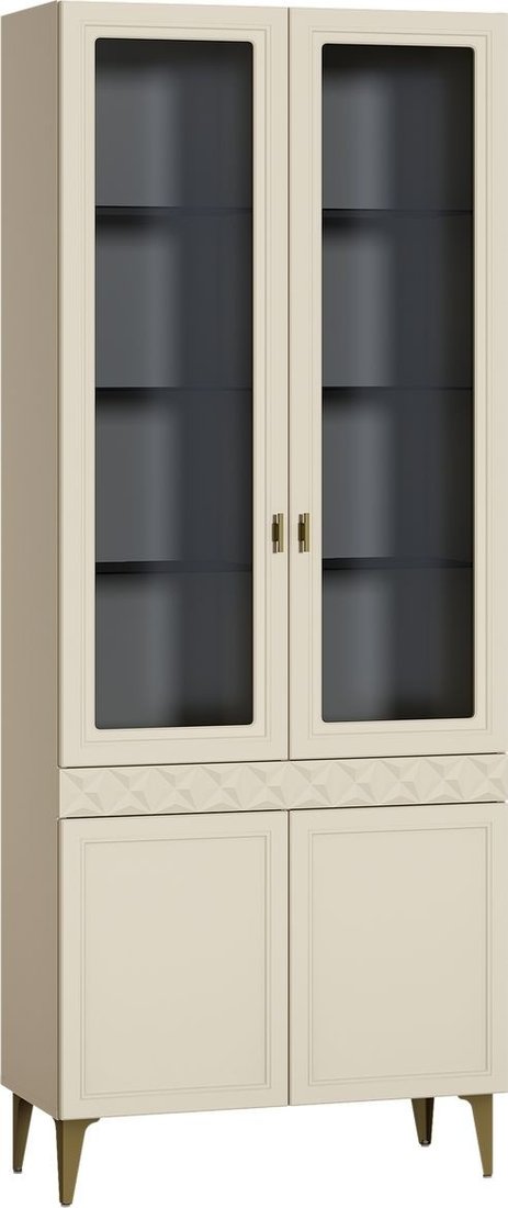 Шкаф-витрина Mobi Марион 16.397.02 (слоновая кость С341 PE/слоновая кость 6898 ПВХ)